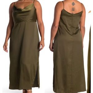 Taylor Dresses NAVY Cowl Neck Satin Dress